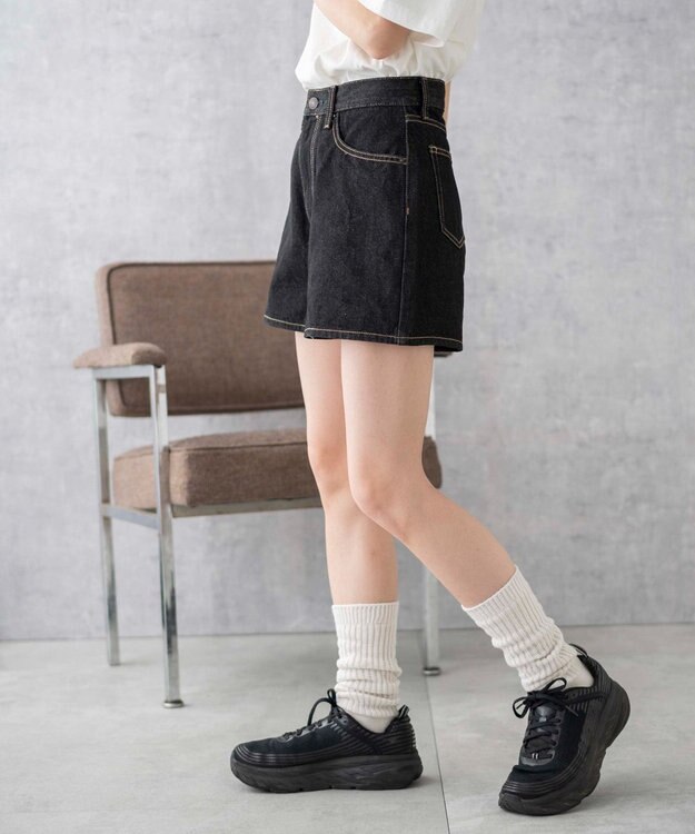 WEGO 台形デニムショートパンツ ブラック