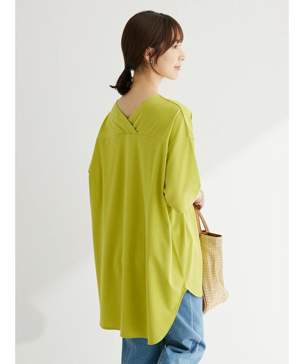 Green Parks 接触冷感バックカシュクールチュニック Lime Green
