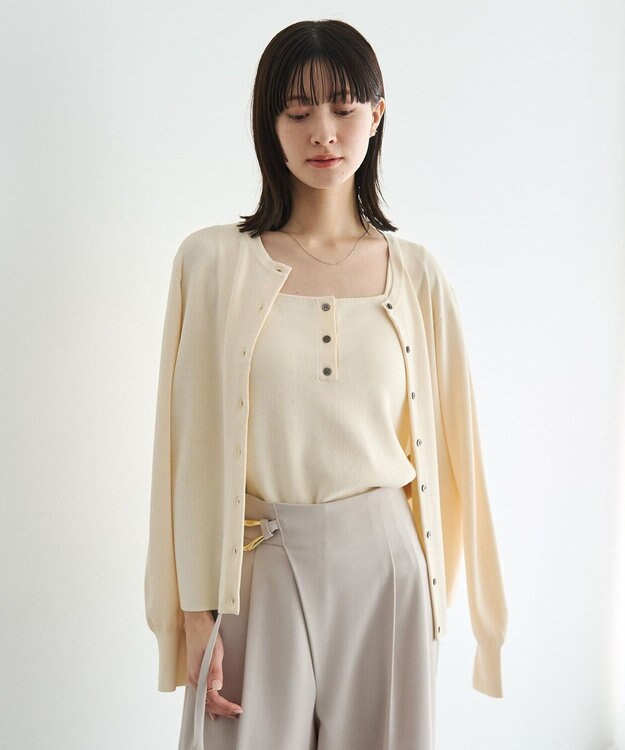 YECCA VECCA [UVカットマシンウォッシャブル]アンサンブルニット Ivory