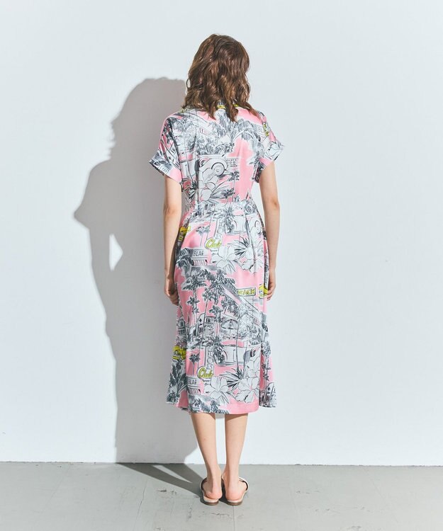 GRACE CONTINENTAL リゾートプリントツイルドレス ピンク
