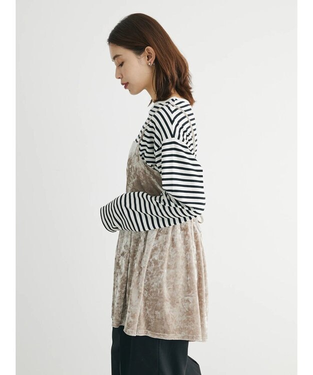 Green Parks ・ＥＬＥＮＣＡＲＥ　ＤＵＥクラッシュベロアキャミチュニック Beige