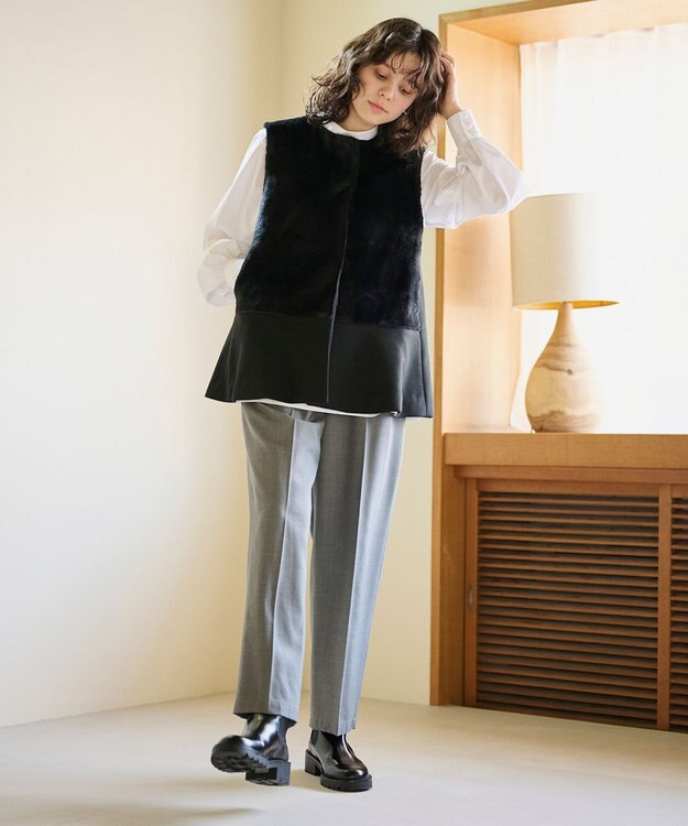 #Newans ペプラムシルエットファージレ ブラック