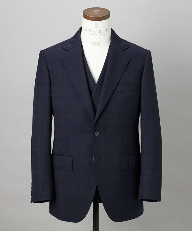 GOTAIRIKU 【山栄毛織】レトロテック 3ピーススーツ ネイビー系4