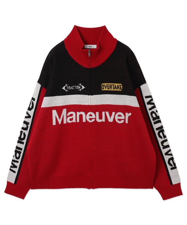 WEGO 【ユニセックス着用ITEM】レーシンググラフィックニットブルゾン レッド