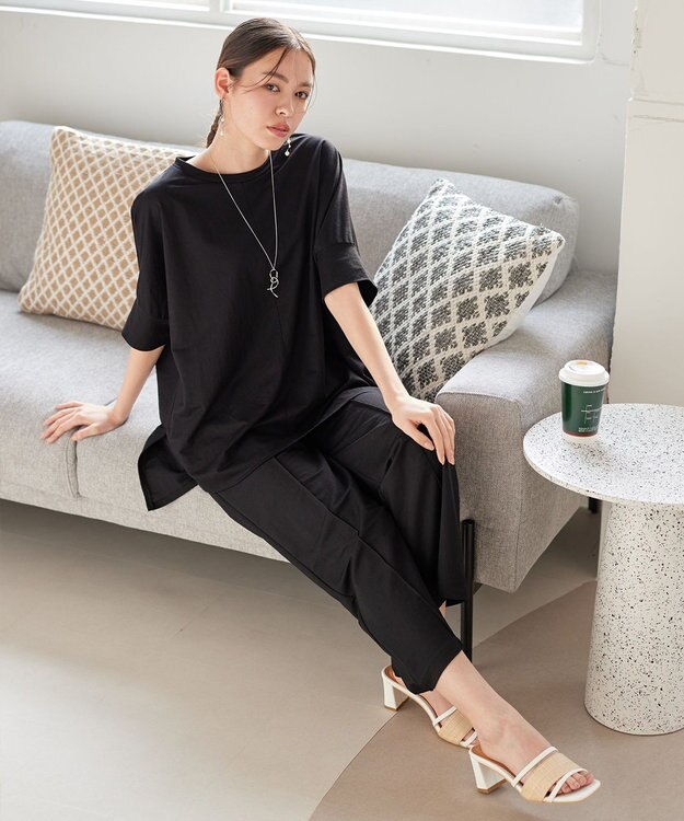 Tiaclasse 【接触冷感・洗える】イージーカットソードルマントップス ブラック