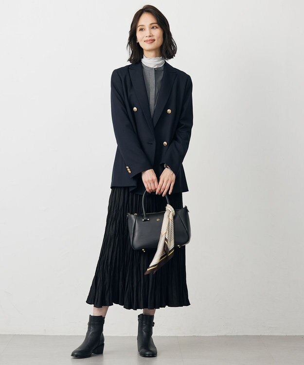 J.PRESS LADIES ライトマイクロスエード プリーツ スカート ブラック系