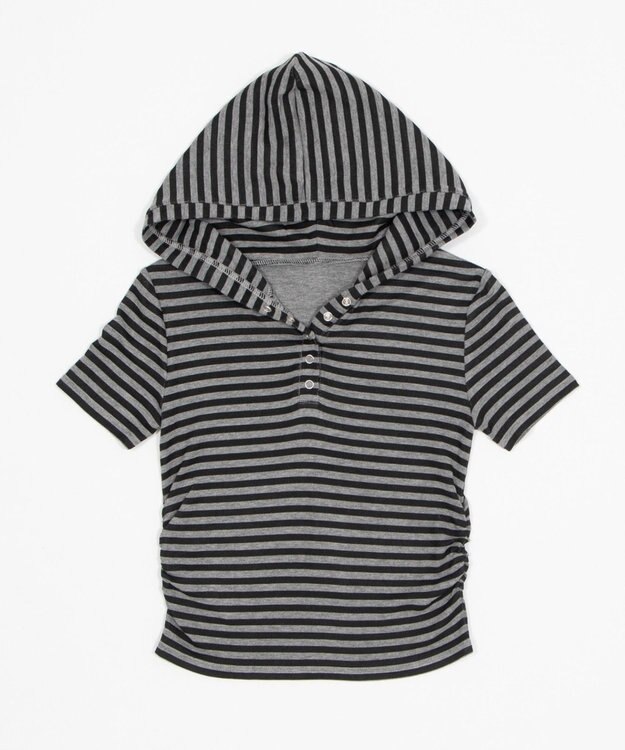 WEGO ヘンリーネックフードT 柄1