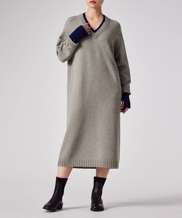 Paul Smith レイヤードディテール ニットワンピース グレー