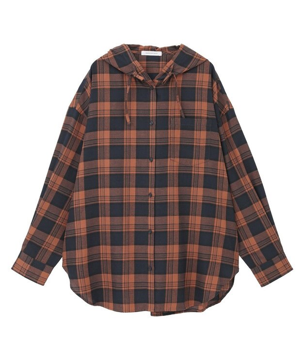 AMERICAN HOLIC チェックフードシャツ Navy