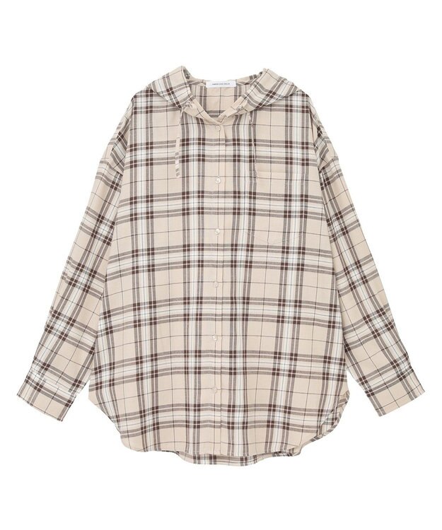 AMERICAN HOLIC チェックフードシャツ Beige