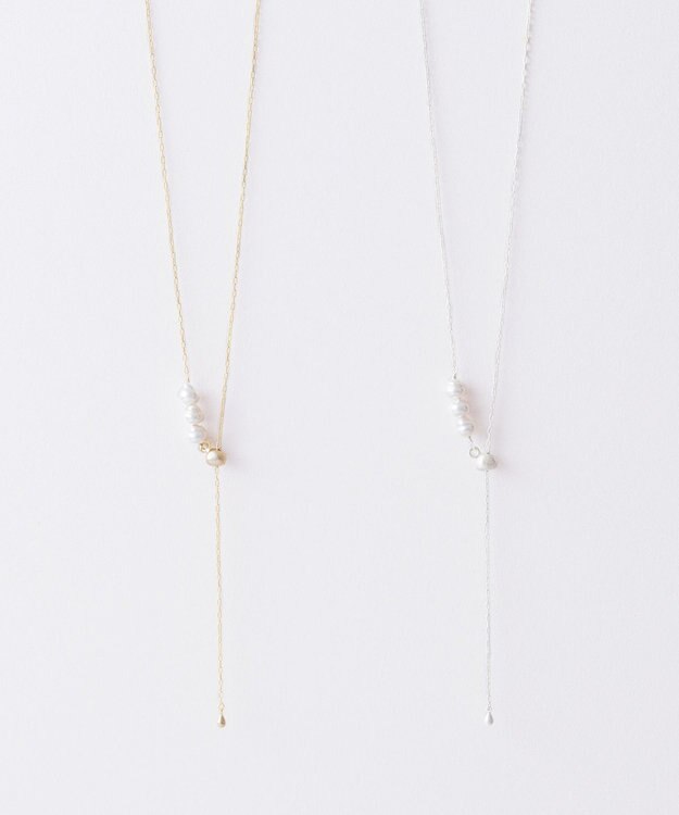 Pisceans 3ドロップパールスライドネックレス マットゴールド