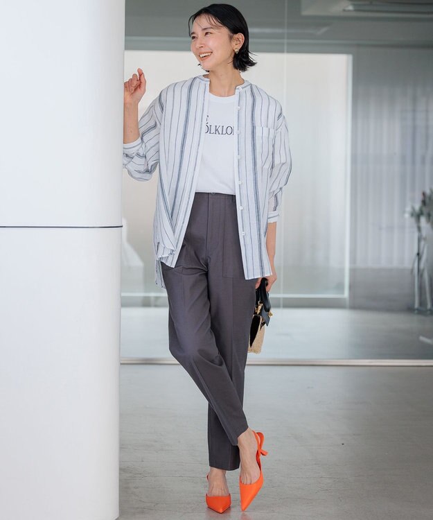 23区 【SLOW/洗える】バックサテンストレッチ ベイカーパンツ グレー系