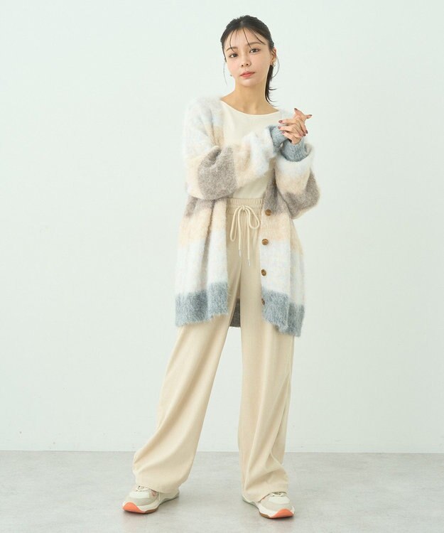 earth music&ecology グラデーション起毛ニットカーディガン Beige