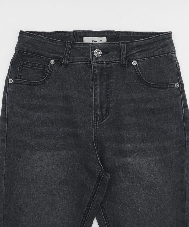 WEGO レースアップフリンジストレッチフレアデニムパンツ ブラック