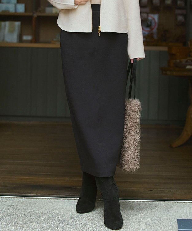 23区 S 【洗える】コットンエアーダンボール Iライン スカート ブラック系