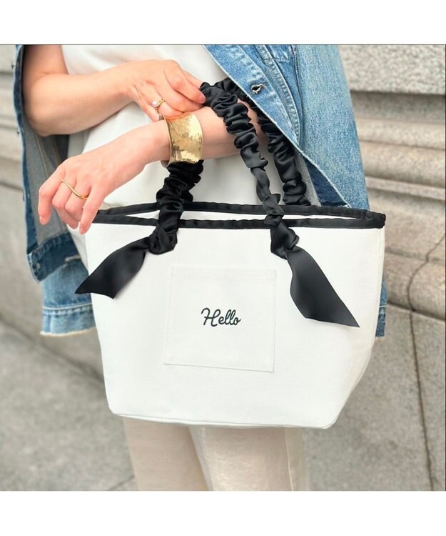 LA BAGAGERIE 【インスタグラマー Chiyoさん×LA BAGAGERIE】ギャザーリボンハンドルトート ブラック