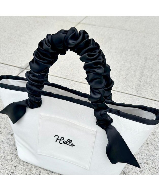 LA BAGAGERIE 【インスタグラマー Chiyoさん×LA BAGAGERIE】ギャザーリボンハンドルトート ブラック