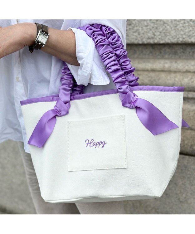LA BAGAGERIE 【インスタグラマー Chiyoさん×LA BAGAGERIE】ギャザーリボンハンドルトート パープル