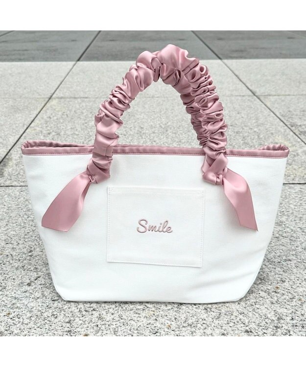 LA BAGAGERIE 【インスタグラマー Chiyoさん×LA BAGAGERIE】ギャザーリボンハンドルトート ピンクベージュ
