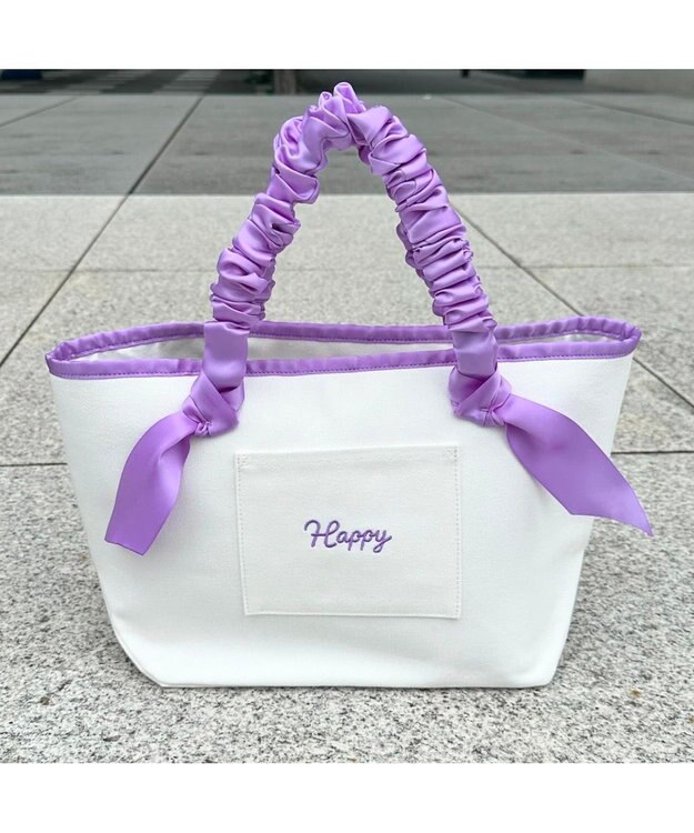 LA BAGAGERIE 【インスタグラマー Chiyoさん×LA BAGAGERIE】ギャザーリボンハンドルトート パープル