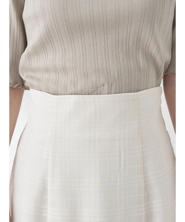 earth music&ecology シアーチェックフレアスカート Ivory