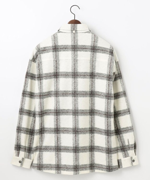 JOSEPH ABBOUD MOUNTAIN 【SPACE／UNISEX】フランネルジャージーブロック シャツ ライトグレー系4