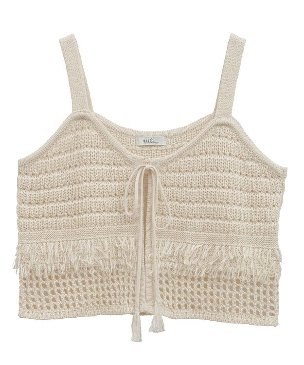 earth music&ecology フリンジニットビスチェ Ivory