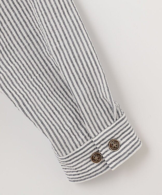 JOSEPH ABBOUD MOUNTAIN 【SPACE／UNISEX】オーガニックコットンリネンドライサッカー シャツ ネイビー系1