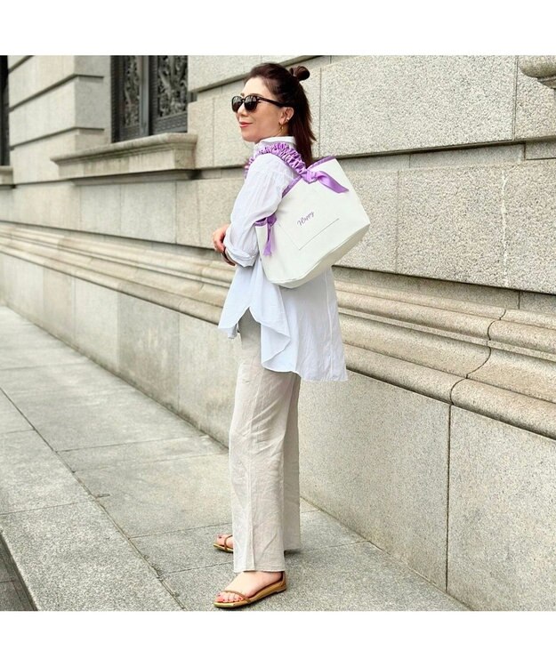 LA BAGAGERIE 【インスタグラマー Chiyoさん×LA BAGAGERIE】ギャザーリボンハンドルトート パープル