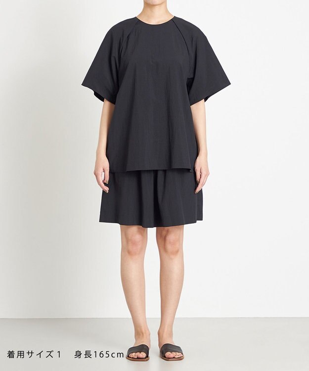 NAVE 【ReNAVE　撥水機能・UVカット・透湿・接触冷感・洗える】ナイロンタスランシャツブラウス ブラック系