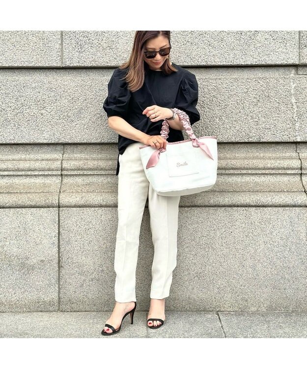 LA BAGAGERIE 【インスタグラマー Chiyoさん×LA BAGAGERIE】ギャザーリボンハンドルトート ピンクベージュ