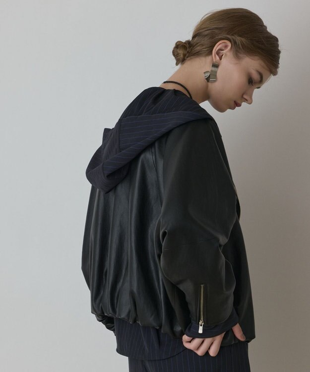 GRACE CONTINENTAL フェイクレザーライダース ブラック