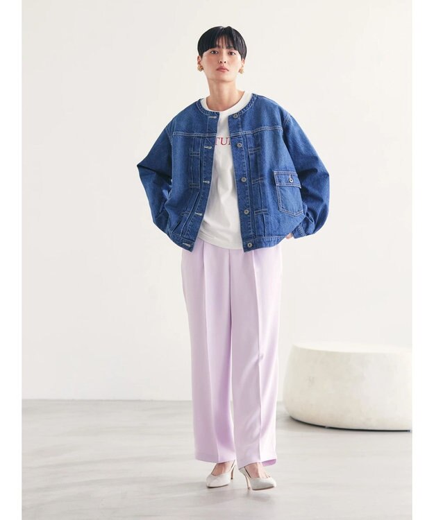 AMERICAN HOLIC ノーカラーデニムＧジャン Indigo