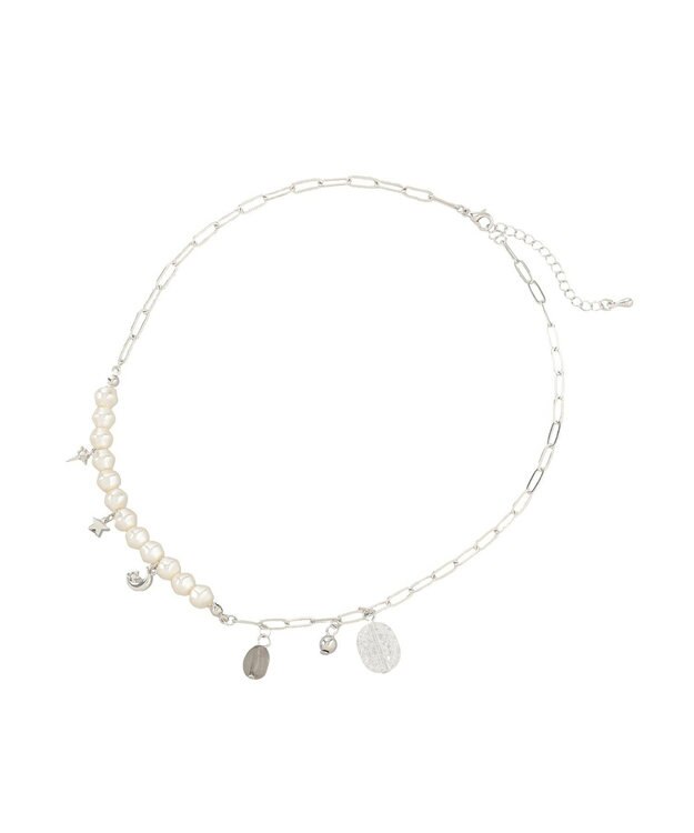 earth music&ecology パールＭＩＸチャームネックレス Silver