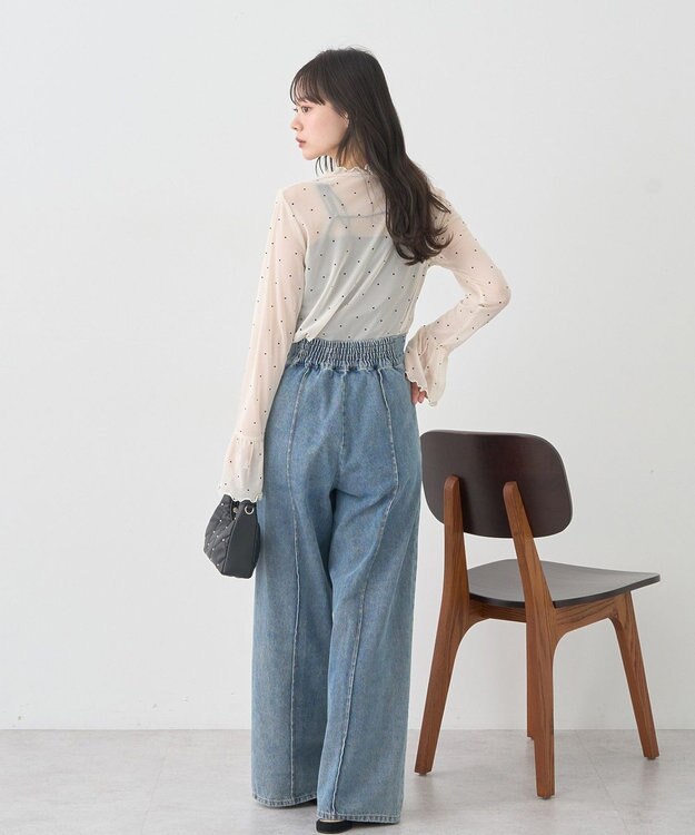 earth music&ecology フロッキードットメロープルオーバー Light Beige