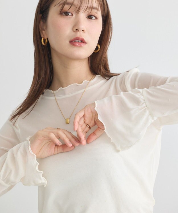 earth music&ecology フロッキードットメロープルオーバー Ivory