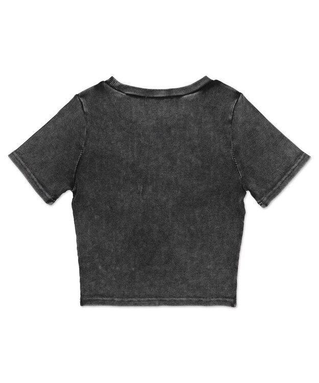 WEGO ヴィンテージウォッシュワンポイントリブT スミクロ