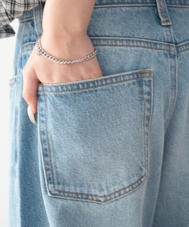 WEGO ワイドカーブデニムパンツ デニム淡加工色