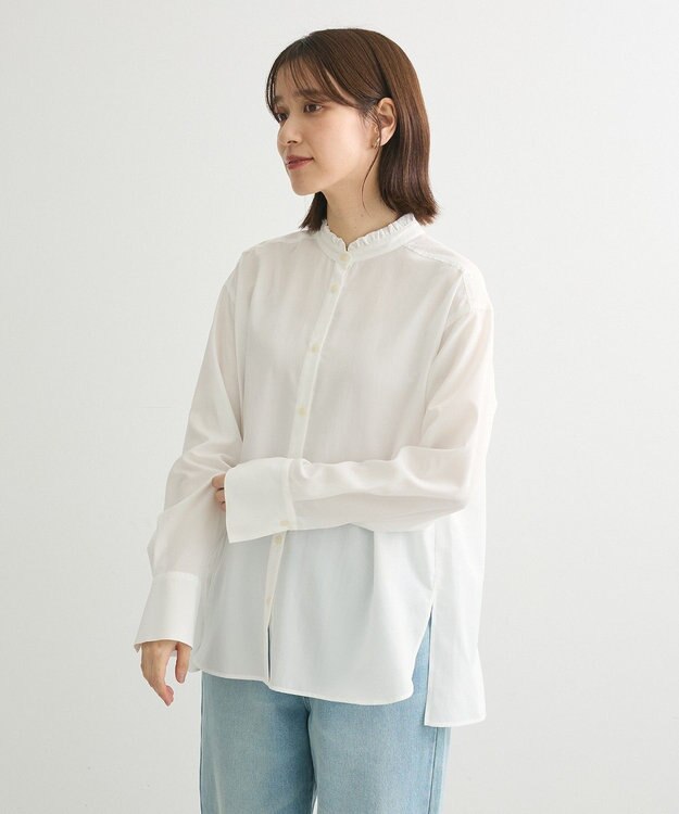 Green Parks フリルカラーシャツ Off White