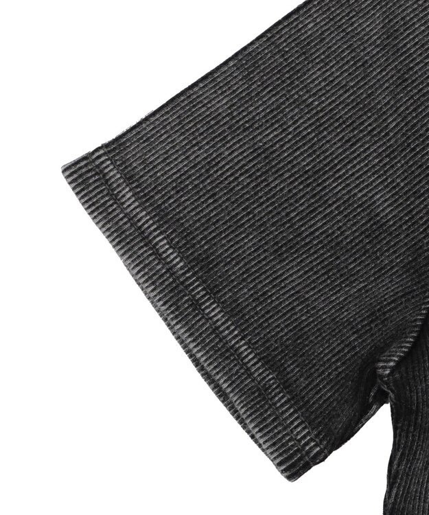 WEGO ヴィンテージウォッシュワンポイントリブT スミクロ