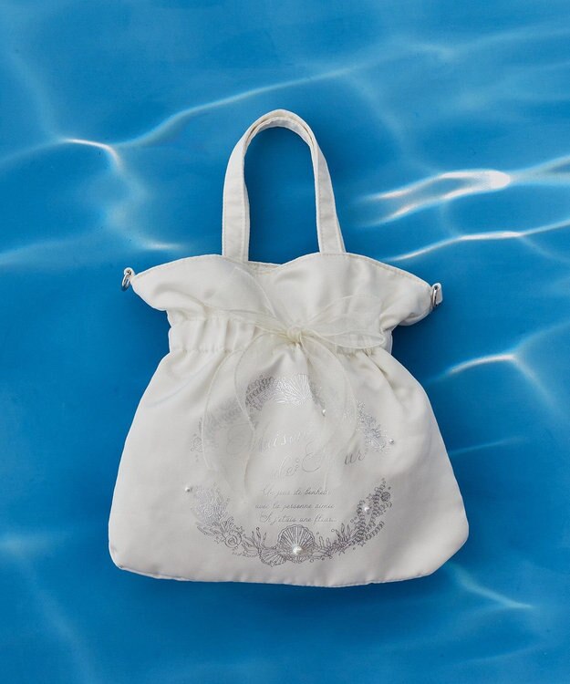 Maison de FLEUR シーシェルプリントリボン2Wayバッグ Ivory