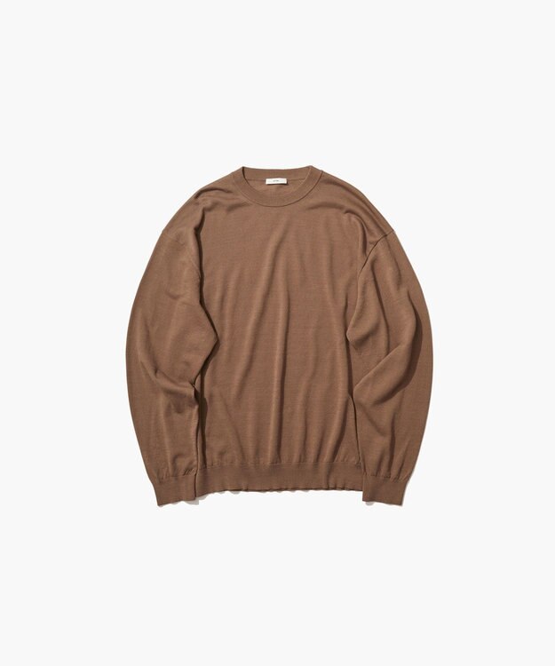ATON NUBUCK SILK COTTON | クルーネックセーター - UNISEX CAMEL
