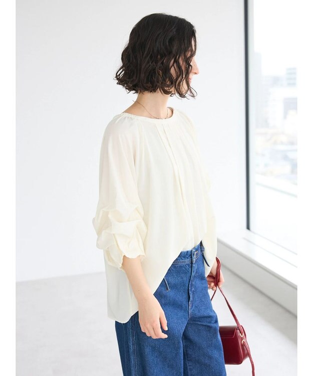CRAFT STANDARD BOUTIQUE ピンタックホイップスリーブブラウス Ivory