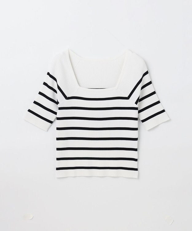 GRACE CONTINENTAL ハーフスリーブニットトップ バイカラー