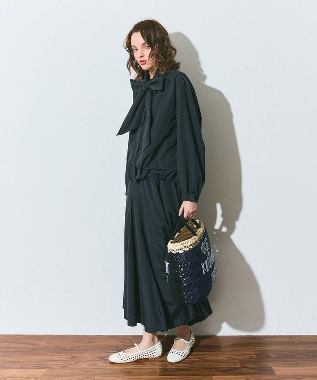 GRACE CONTINENTAL ナイロンボリュームスカート ブラック