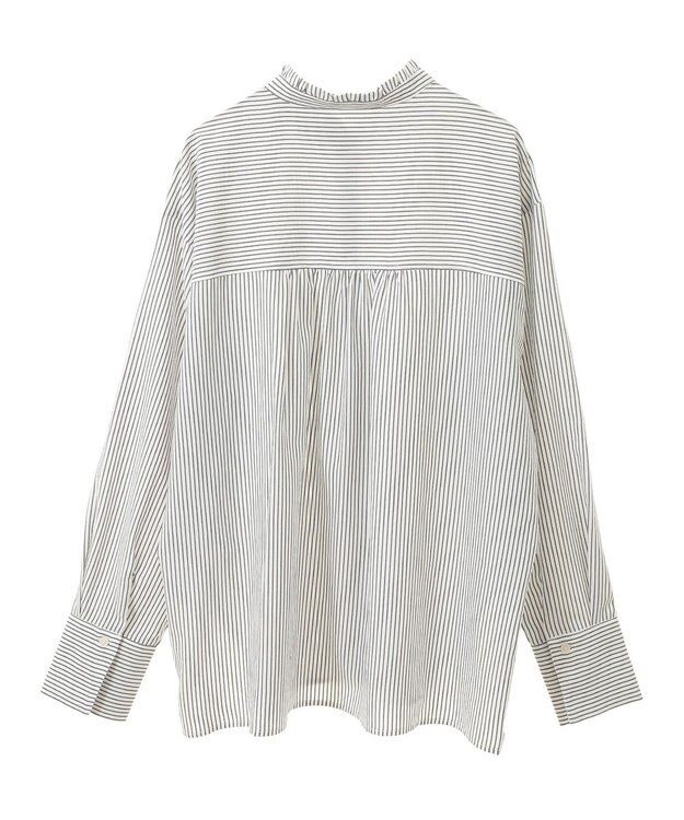 Green Parks フリルカラーシャツ Stripe