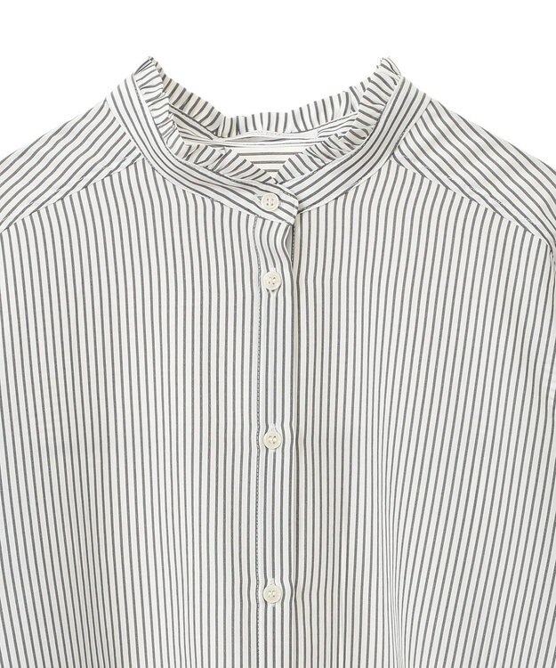 Green Parks フリルカラーシャツ Stripe