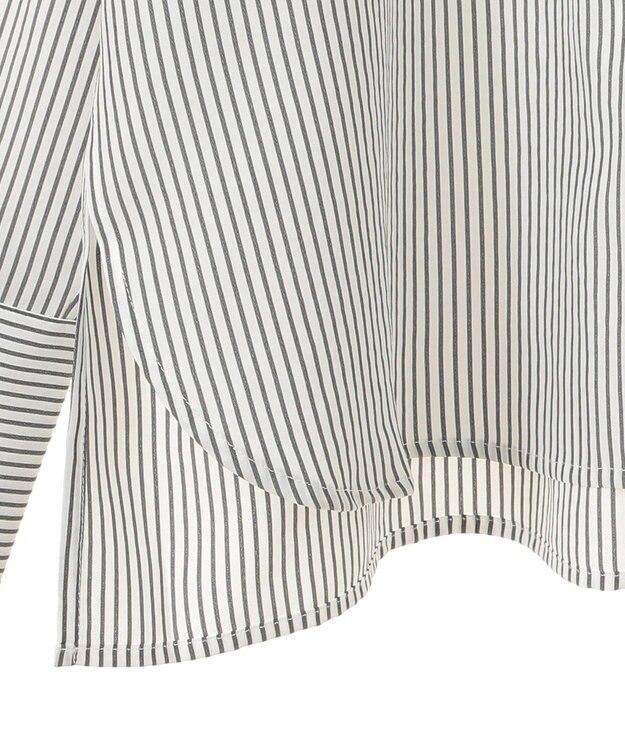 Green Parks フリルカラーシャツ Stripe