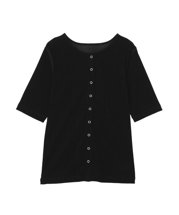 earth music&ecology フロッキーチュールカーディガン Black