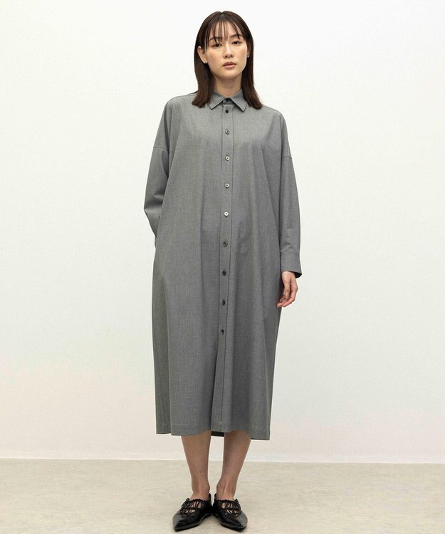 NAVE 【ReNAVE】ウォッシャブルツイル シャツドレス チャコール系